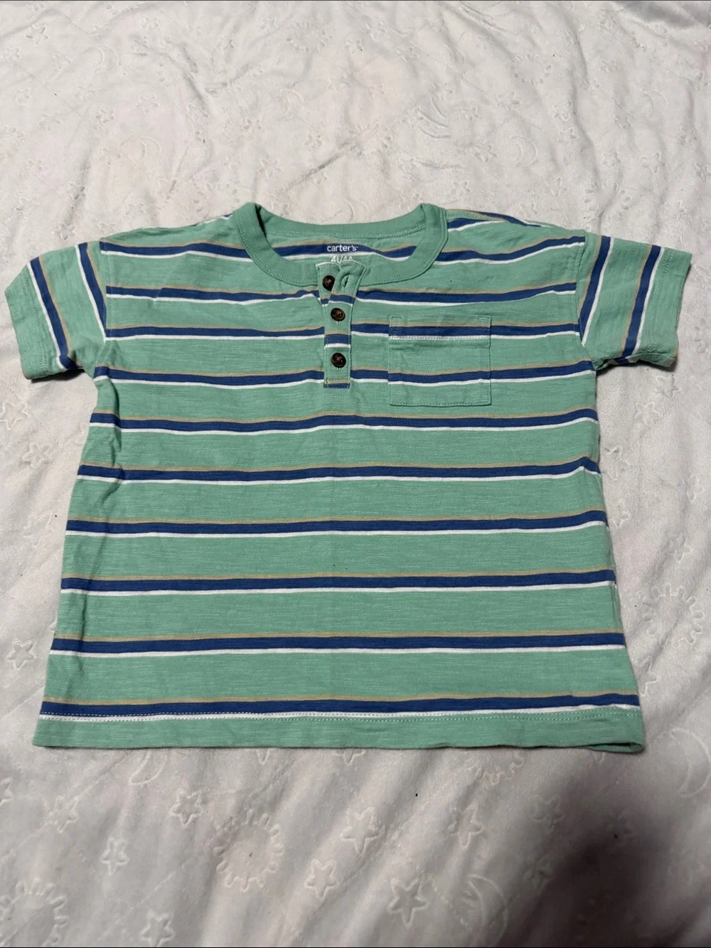 Carter's Blue & Mint Green Striped Short Sleeve Tee Set 4T